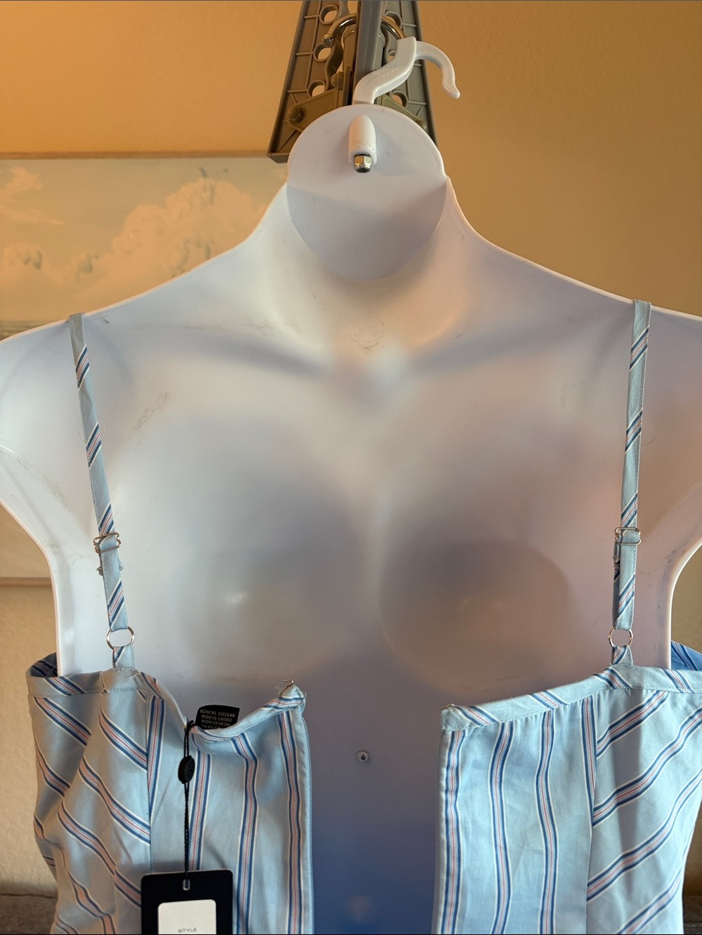 French Connection Light Blue Striped Mini Dress - Picture 6 of 10